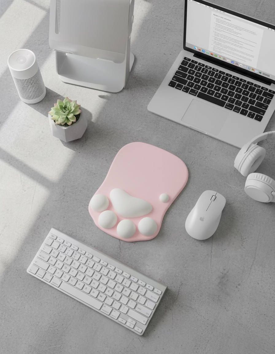 Tapis de souris ergonomique rose bureau