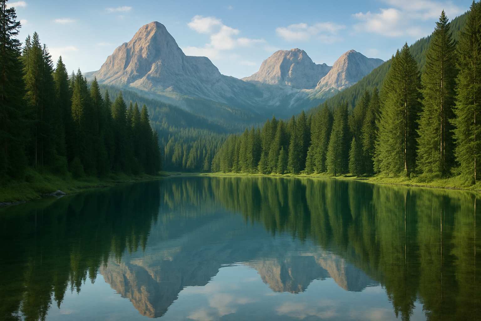 Montagne Forest et lac 