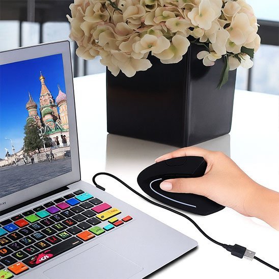 souris ergonomique noir led bureau fleur