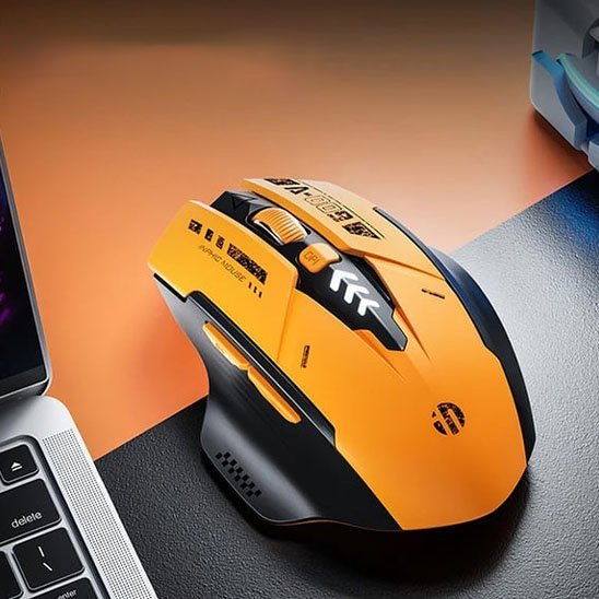 souris sans fil jaune bureau ordinateur